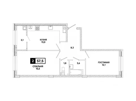 2-к кв. Ставропольский край, Ставрополь ул. Андрея Голуба, 12к7 (57.5 ...