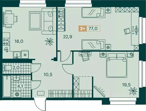 2-к кв. Ямало-Ненецкий АО, Новый Уренгой ул. Газовиков (77.0 м)