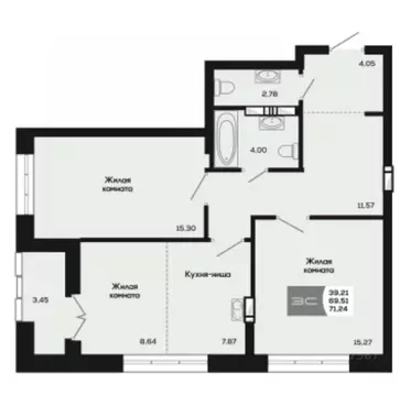 2-к кв. Новосибирская область, Новосибирск ул. Титова, 48 (69.51 м)