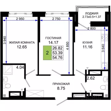 2-к кв. Ростовская область, Ростов-на-Дону Элеваторный пер., 6/2А ...