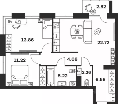 2-к кв. Тульская область, Тула Гоголевская ул., 43 (68.74 м)