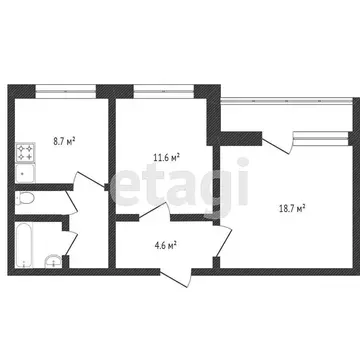 2-комнатная квартира: Златоуст, улица 40-летия Победы, 24А (50.5 м)