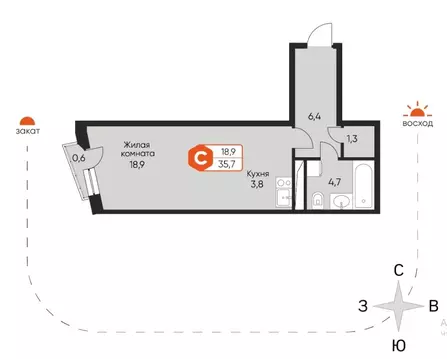 Студия Московская область, Химки Сходня мкр, ул. Фрунзе, 30 (35.0 м)