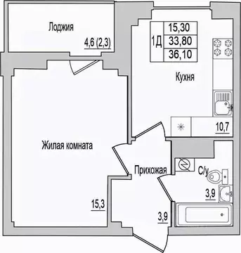 1-к кв. Псковская область, Псковский район, Завеличенская волость, д. ...