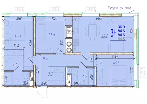 3-к кв. Астраханская область, Астрахань ул. Трофимова, 10 (84.6 м)