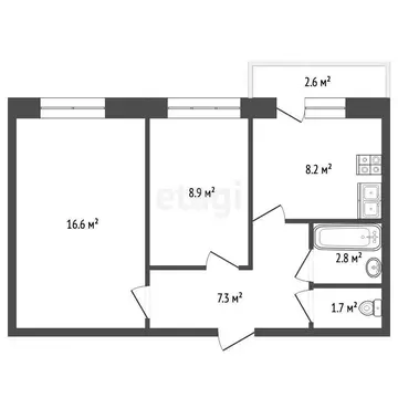1-комнатная квартира: Самара, Физкультурная улица, 103А (44 м)