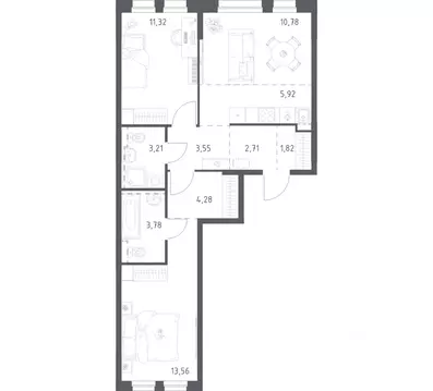 2-к кв. Башкортостан, Уфа ул. Рашита Манурова (60.93 м)