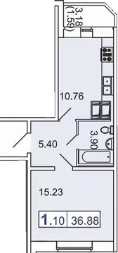 1-к кв. Санкт-Петербург Пулковское ш., 40К3 (36.6 м)