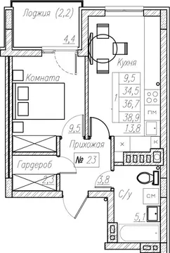 1-к кв. Калининградская область, Пионерский  (36.7 м)
