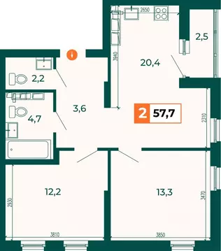 2-к кв. Свердловская область, Екатеринбург ВИЗ жилрайон, Квартал ...