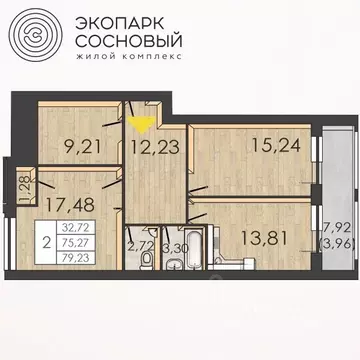 2-к кв. Пермский край, Пермь ул. Борцов Революции, 1Ак6 (75.1 м)