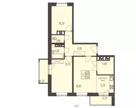 3-к кв. Иркутская область, Иркутск ул. Рылеева, 7 (75.0 м)