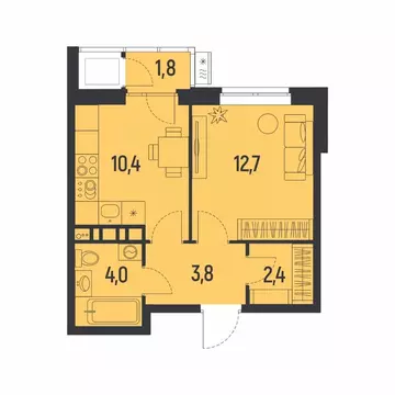 1-к кв. Пермский край, Пермь Ераничи мкр,  (34.2 м)