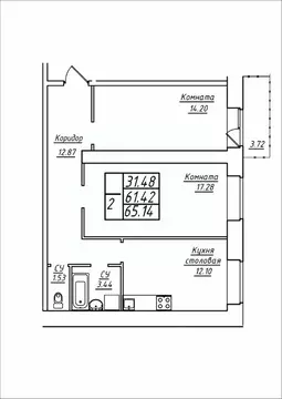 2-к кв. Самарская область, Самара ул. Стара-Загора, 249А (65.14 м)