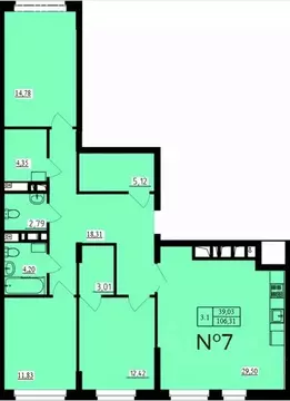 3-к кв. Тульская область, Тула пер. Шевченко, 5 (106.31 м)