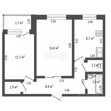 2-к кв. Башкортостан, Стерлитамак ул. Имая Насыри, 6 (52.7 м)