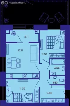 3-комнатная квартира: Брянск, улица Комарова, 47а (66 м)