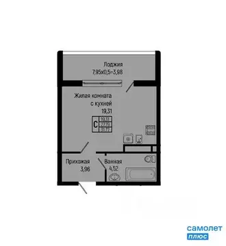 Квартира-студия: село Ольгинка, Солнечная улица, 21 (31.8 м)