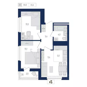 3-к кв. Башкортостан, Уфа ул. Евгения Столярова, 13 (45.4 м)