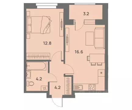 2-к кв. Пермский край, Пермь Трамвайная ул., 27 (39.3 м)