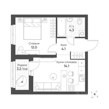 1-к кв. Свердловская область, Екатеринбург Солнечный жилрайон,  (36.1 ...