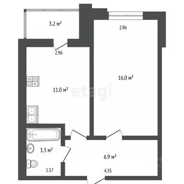 1-к кв. Саратовская область, Энгельс ул. Колотилова, 100 (40.4 м)