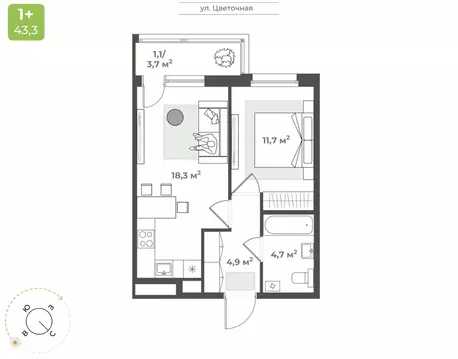 1-к кв. Тверская область, Тверь Соминка мкр,  (40.7 м)