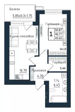1-к кв. Калининградская область, Янтарный пгт Янтарные Сезоны жилой ...