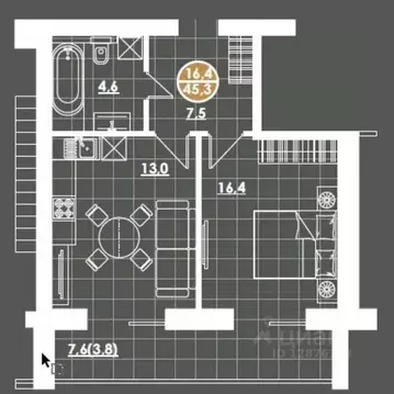 1-к кв. Пензенская область, Пенза ул. Тимирязева, 11 (46.8 м)