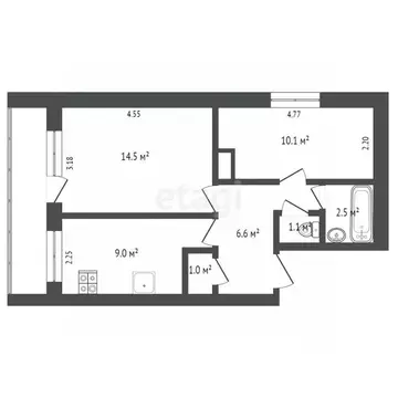 2-к кв. Вологодская область, Кадуй рп ул. Садовая, 18 (44.8 м)