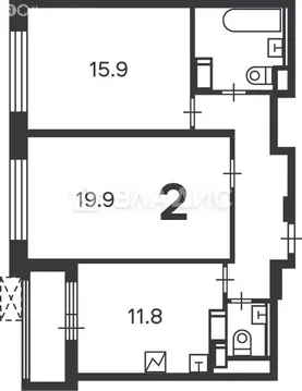 2-комнатная квартира: Москва, 2-я улица Марьиной Рощи, 3 (62.9 м)