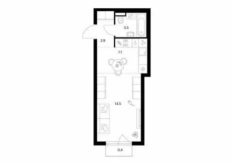 Квартира-студия: Зеленоград, 22-й микрорайон, ЖК Зелёный Парк, 5.6 (29 ...
