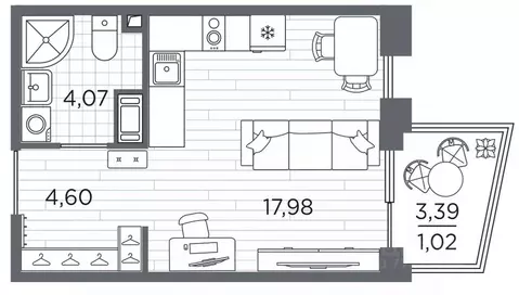 Студия Санкт-Петербург Полюстровский просп., 87 (27.67 м)