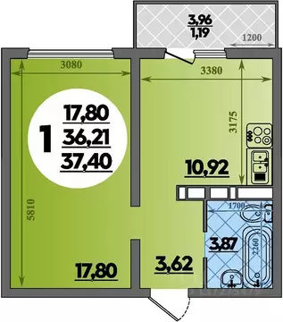 1-к кв. Ростовская область, Ростов-на-Дону ул. Тимофеева, 20 (37.4 м)