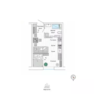 Студия Приморский край, Владивосток ул. Нейбута (30.1 м)