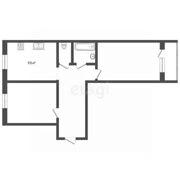 2-к кв. Ямало-Ненецкий АО, Муравленко ул. Муравленко, 39 (51.4 м)