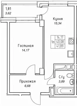 1-к кв. Саха (Якутия), Якутск 11-й кв-л,  (41.89 м)