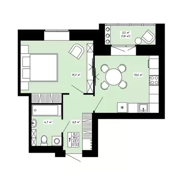 1-к кв. Костромская область, Кострома ул. 8-я Рабочая, 4 (41.4 м)