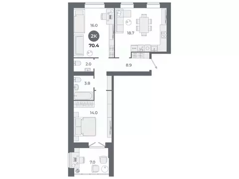 2-к кв. Ивановская область, Иваново Староглинищевская ул., 19/23 (70.4 ...