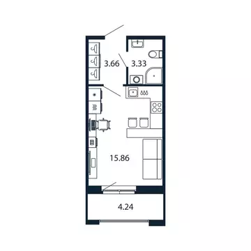 Квартира-студия: Новоселье, Центральная улица, 30к1 (22.6 м)