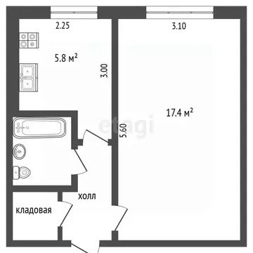 1-к кв. Белгородская область, Белгород Привольная ул., 20 (31.0 м)