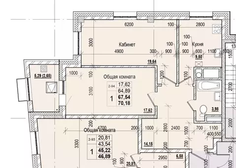 1-к кв. Саха (Якутия), Якутск ул. Чкалова (67.54 м)