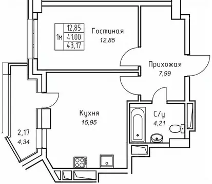 1-к кв. Саха (Якутия), Якутск 11-й кв-л,  (43.17 м)