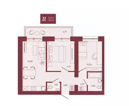 3-к кв. Пензенская область, Пенза ул. Тепличная, 55 (58.46 м)