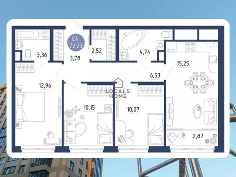 3-к кв. Рязанская область, Рязанский муниципальный округ, с. Дядьково ...