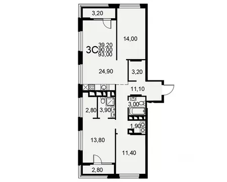 3-к кв. Рязанская область, Рязань Московское ш., 49к1 (90.0 м)