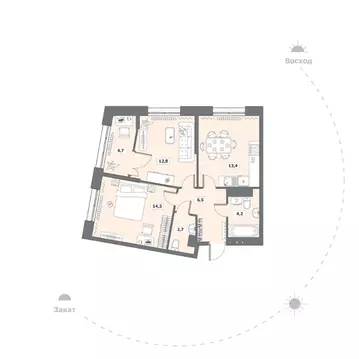 2-к кв. Вологодская область, Вологда ул. Возрождения, 35к1 (58.6 м)