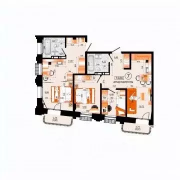 3-к кв. Приморский край, Владивосток Санрайс жилой комплекс (74.66 м)