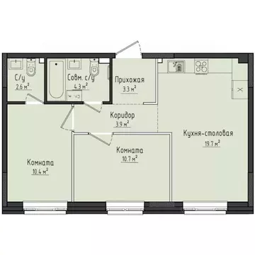2-к кв. Удмуртия, Завьяловский район, с. Первомайский ул. Строителя ...