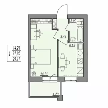 1-к кв. Волгоградская область, Волгоград Типографская ул., 83 (29.11 ...
